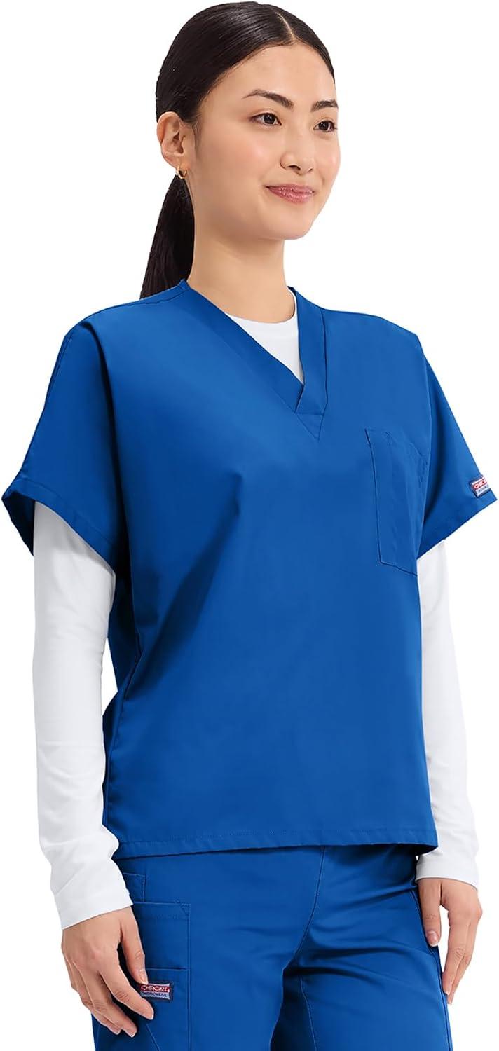 imageCherokee Scrubs for Women and Men Unisex VNeck Tunic Nursing Scrub Top with Chest Pocket Tuckable Durable Fabric 4777Royal