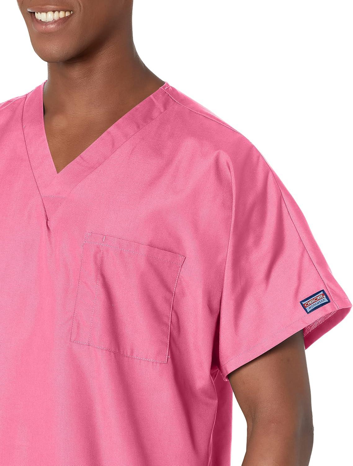 imageCherokee Scrubs for Women and Men Unisex VNeck Tunic Nursing Scrub Top with Chest Pocket Tuckable Durable Fabric 4777Shocking Pink