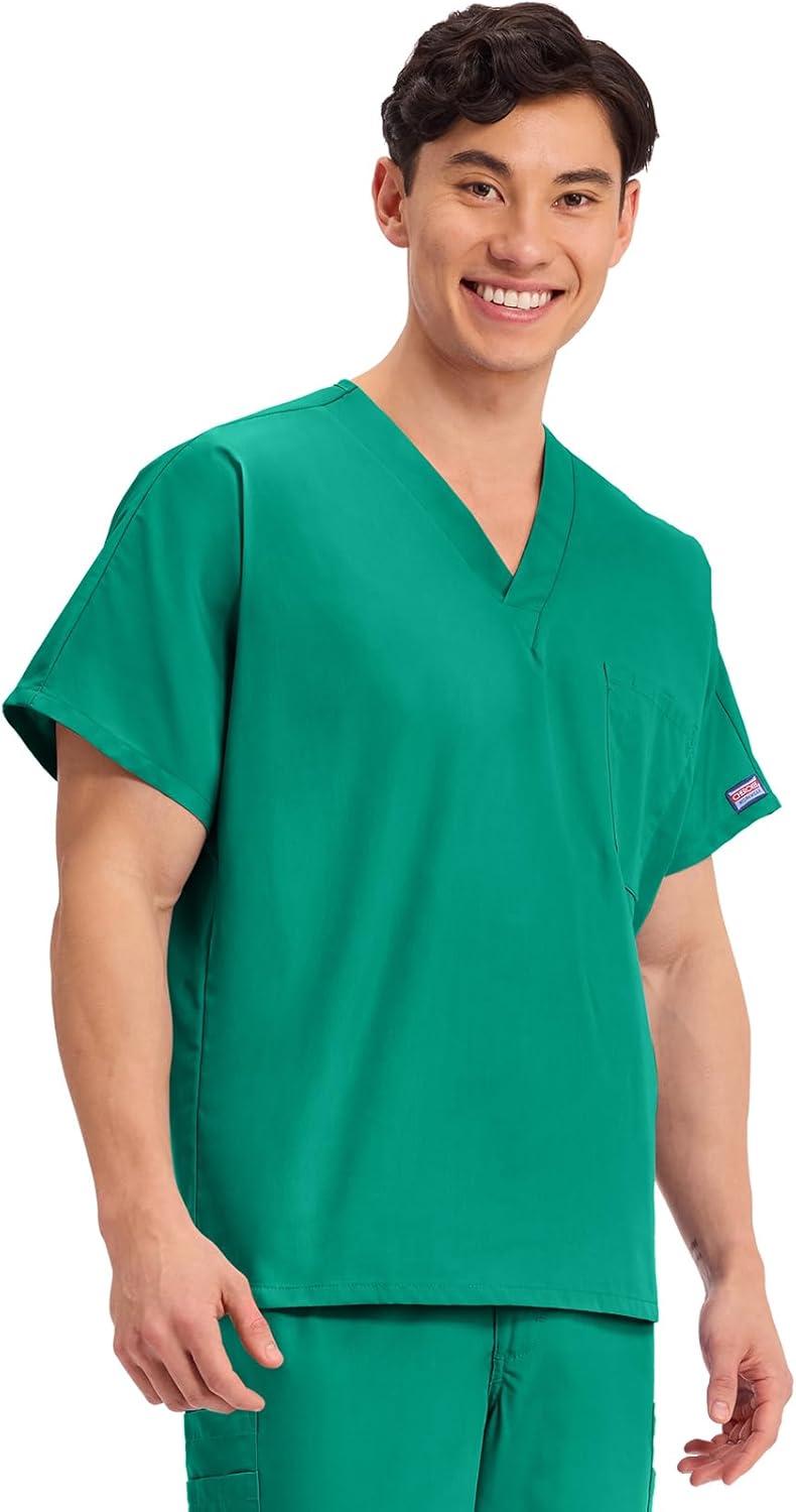 imageCherokee Scrubs for Women and Men Unisex VNeck Tunic Nursing Scrub Top with Chest Pocket Tuckable Durable Fabric 4777Surgical Green