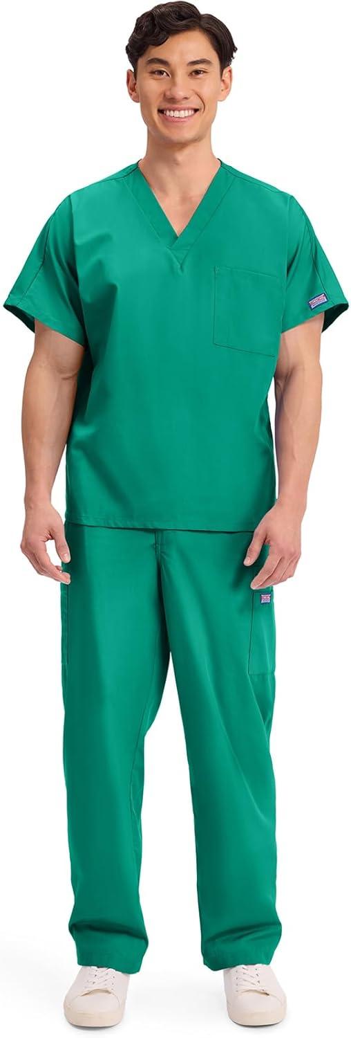 imageCherokee Scrubs for Women and Men Unisex VNeck Tunic Nursing Scrub Top with Chest Pocket Tuckable Durable Fabric 4777Surgical Green