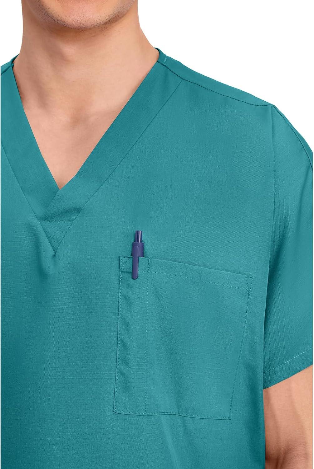 imageCherokee Scrubs for Women and Men Unisex VNeck Tunic Nursing Scrub Top with Chest Pocket Tuckable Durable Fabric 4777Teal Blue