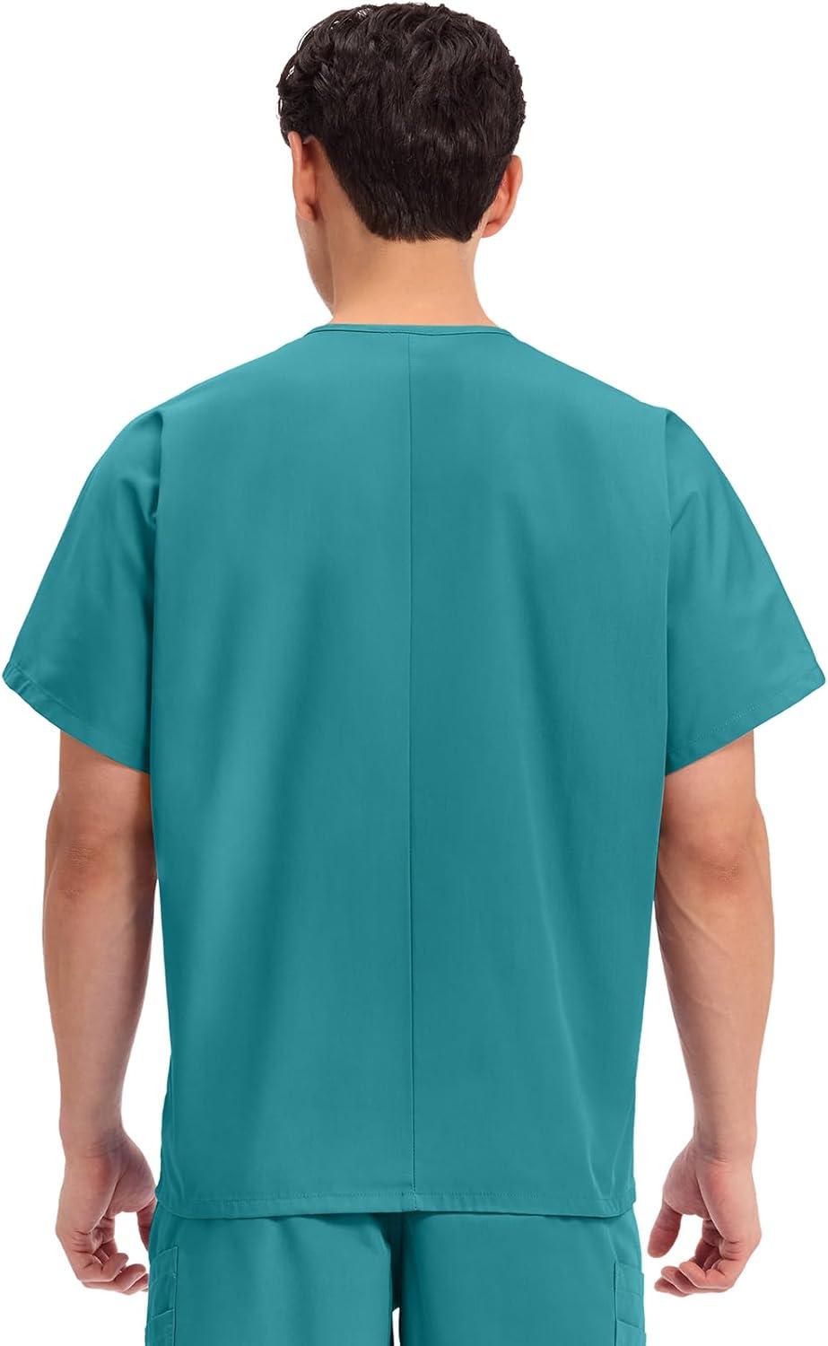 imageCherokee Scrubs for Women and Men Unisex VNeck Tunic Nursing Scrub Top with Chest Pocket Tuckable Durable Fabric 4777Teal Blue