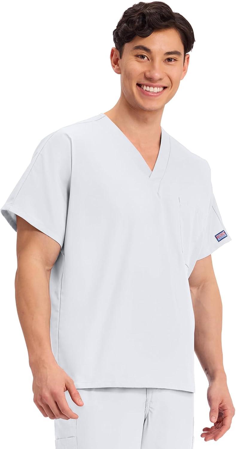 imageCherokee Scrubs for Women and Men Unisex VNeck Tunic Nursing Scrub Top with Chest Pocket Tuckable Durable Fabric 4777White