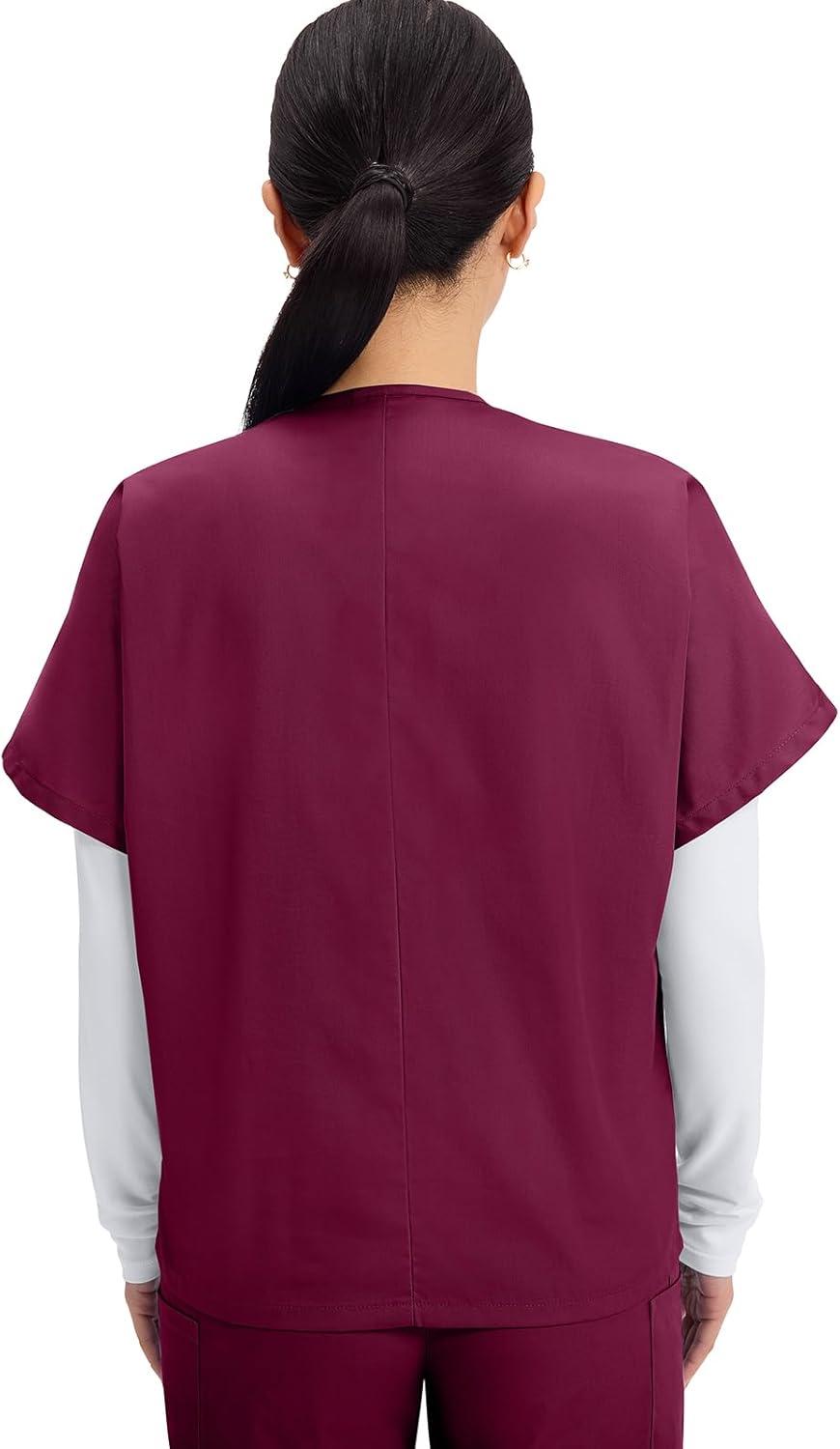 imageCherokee Scrubs for Women and Men Unisex VNeck Tunic Nursing Scrub Top with Chest Pocket Tuckable Durable Fabric 4777Wine