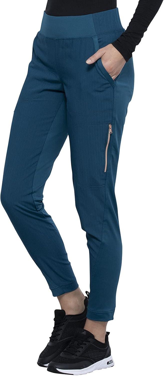 imageCherokee Statement Women Scrubs Pant Mid Rise Tapered Leg Pullon CK175Caribbean Blue