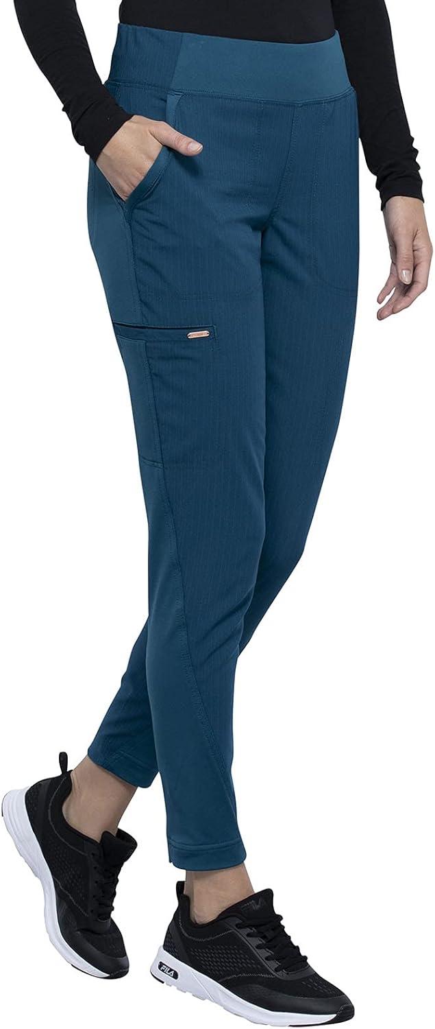 imageCherokee Statement Women Scrubs Pant Mid Rise Tapered Leg Pullon CK175Caribbean Blue