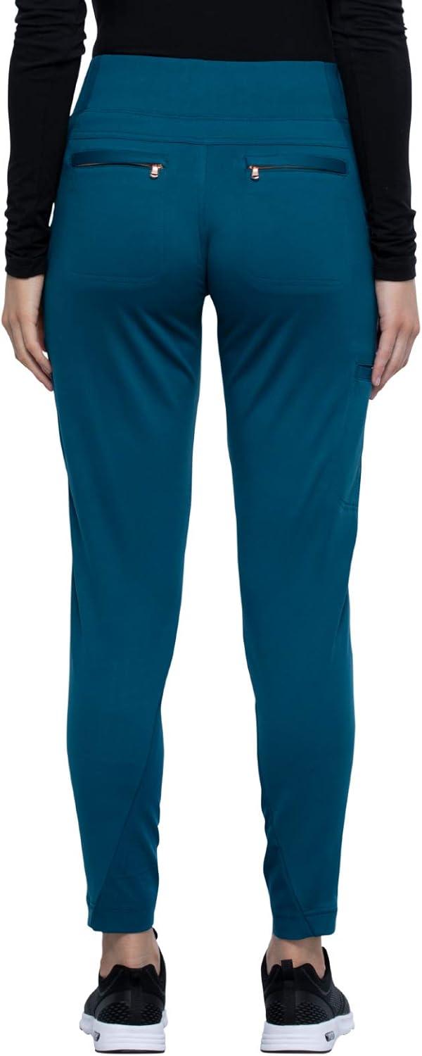 imageCherokee Statement Women Scrubs Pant Mid Rise Tapered Leg Pullon CK175Caribbean Blue