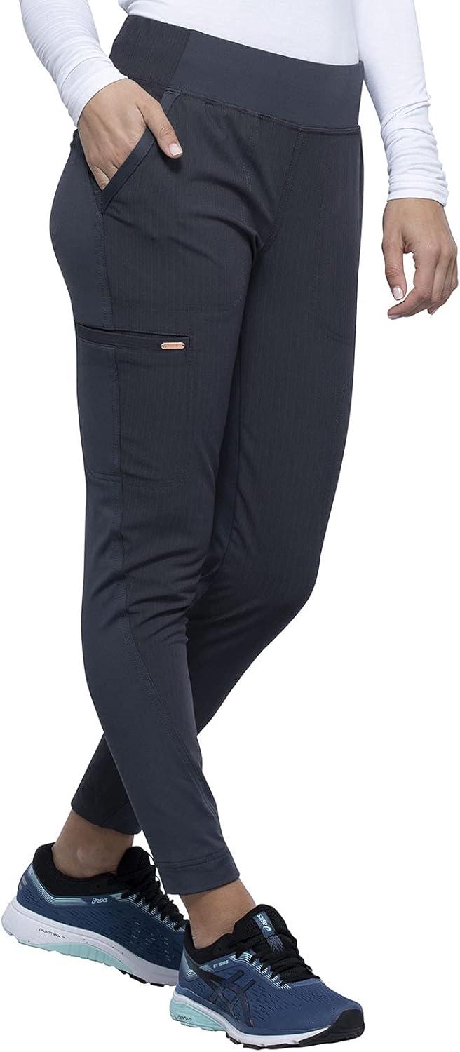 imageCherokee Statement Women Scrubs Pant Mid Rise Tapered Leg Pullon CK175Pewter