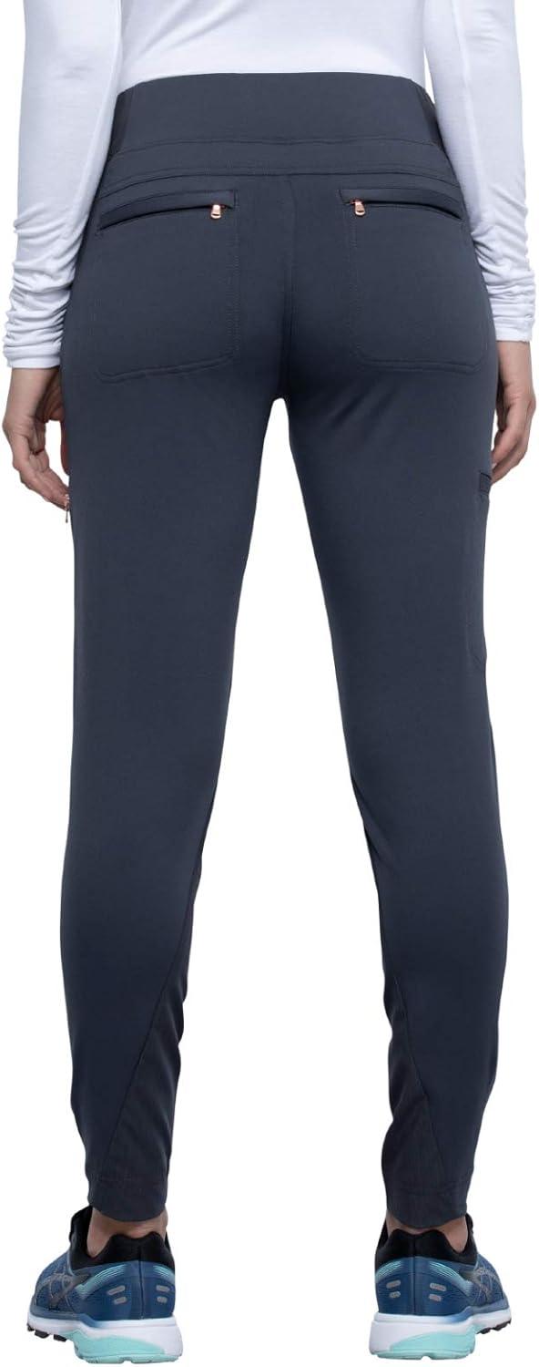 imageCherokee Statement Women Scrubs Pant Mid Rise Tapered Leg Pullon CK175Pewter