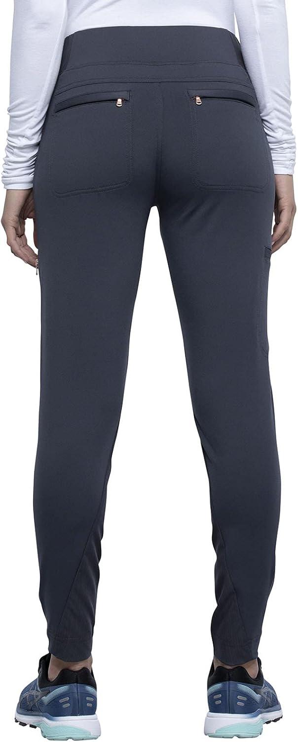imageCherokee Statement Women Scrubs Pant Mid Rise Tapered Leg Pullon CK175Pewter