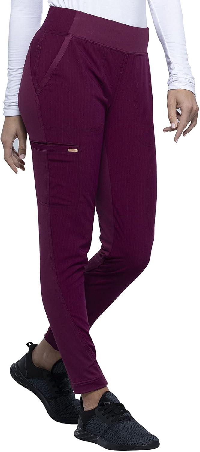 imageCherokee Statement Women Scrubs Pant Mid Rise Tapered Leg Pullon CK175Wine