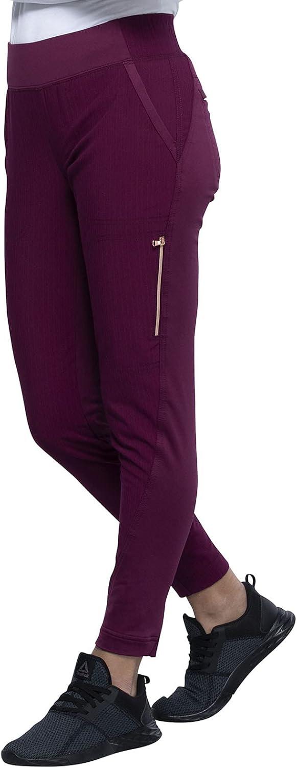 imageCherokee Statement Women Scrubs Pant Mid Rise Tapered Leg Pullon CK175Wine