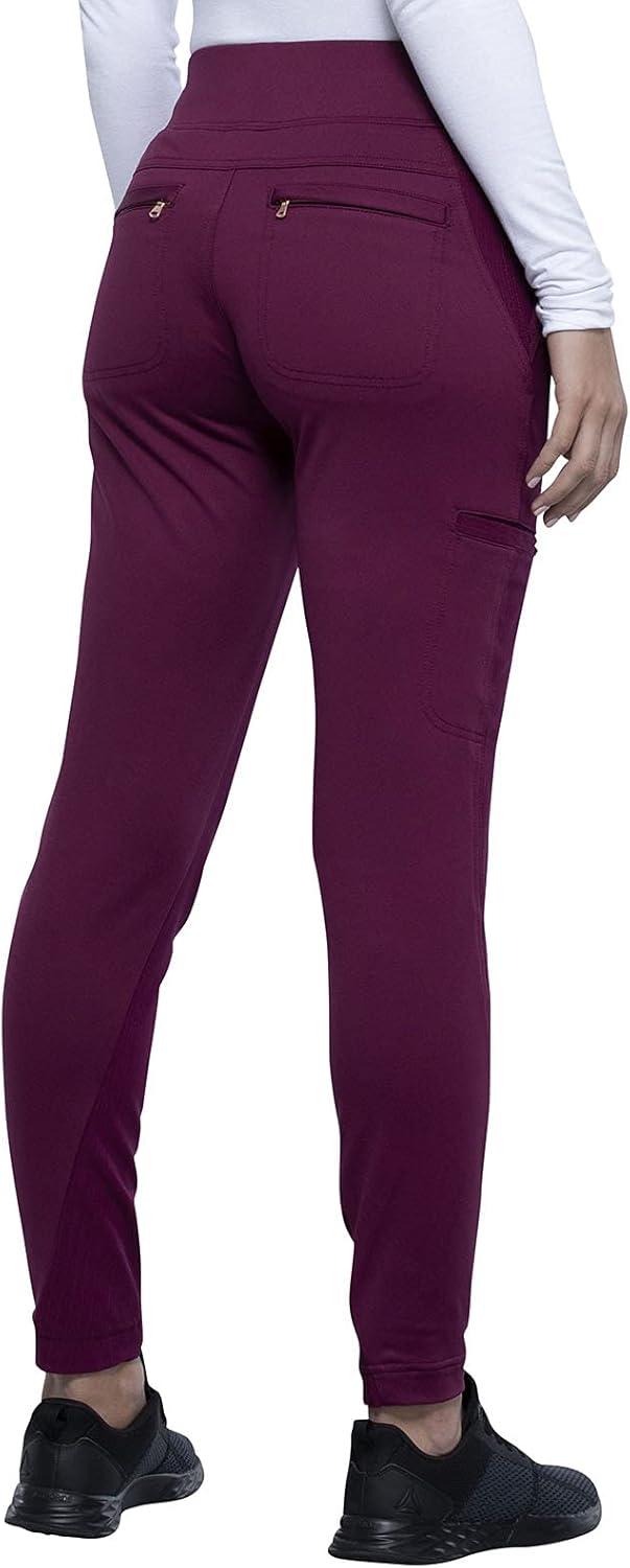 imageCherokee Statement Women Scrubs Pant Mid Rise Tapered Leg Pullon CK175Wine