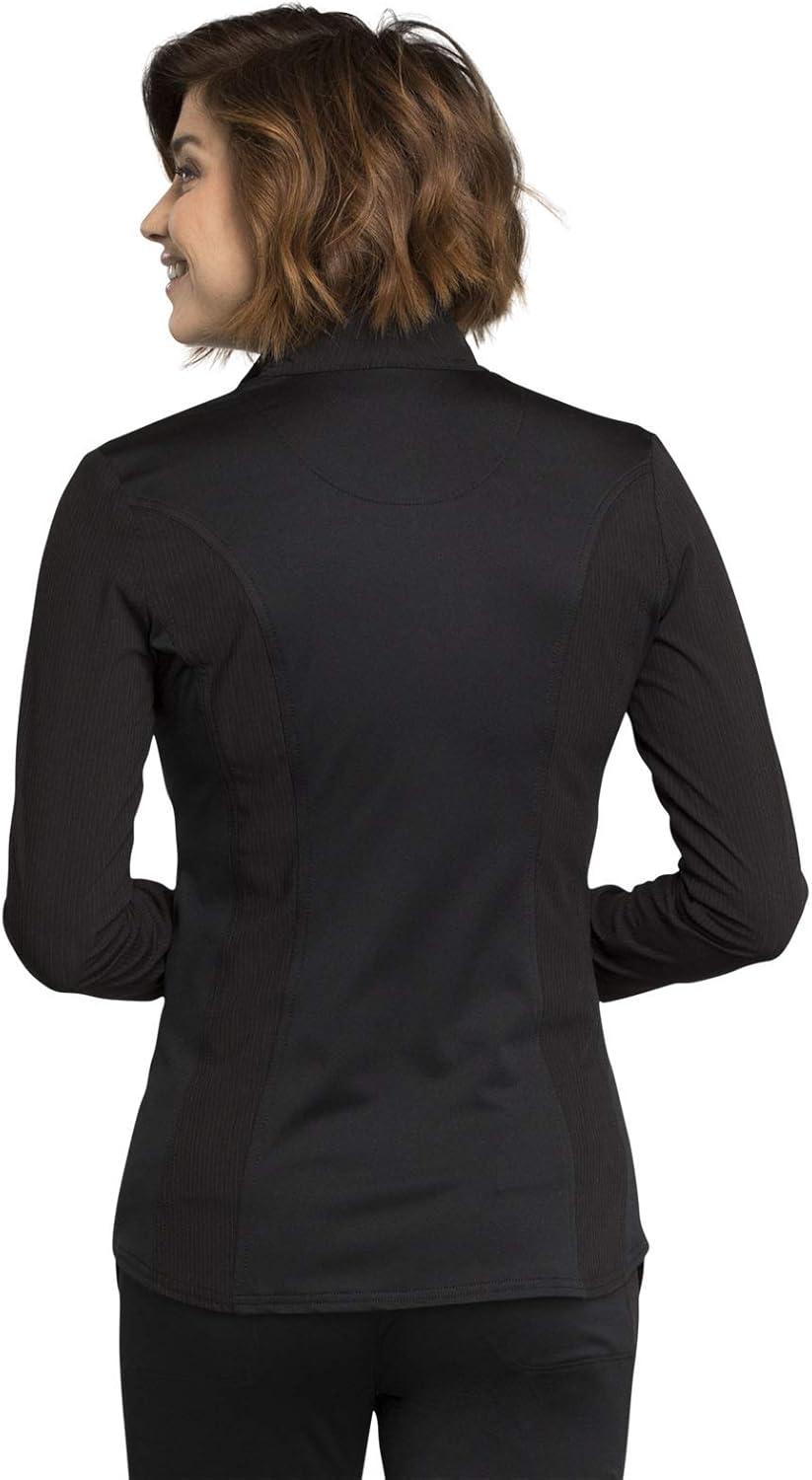 imageCherokee Statement Women Warm Up Scrubs Jacket Zip Front CK365Black