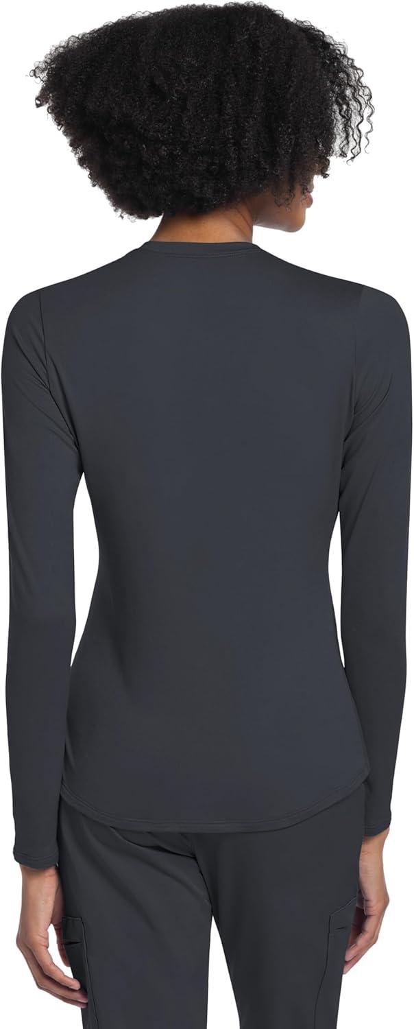 imageCherokee Underscrub Long Sleeve Womens Knit Tee Nursing Underscrubs Crew Neck Layering Top for Women CK773Black White Pewter 3 Pack