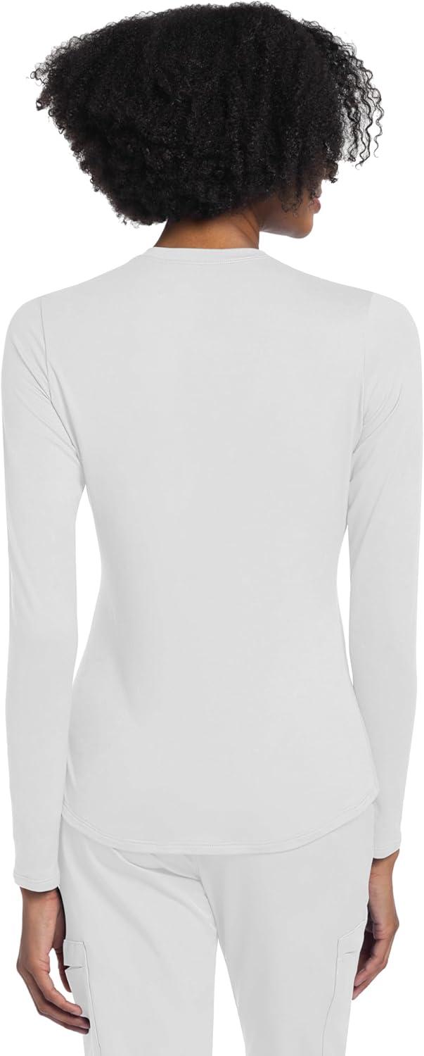 imageCherokee Underscrub Long Sleeve Womens Knit Tee Nursing Underscrubs Crew Neck Layering Top for Women CK773Navy White 2 Pack