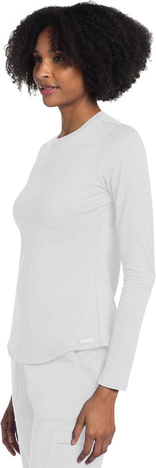 imageCherokee Underscrub Long Sleeve Womens Knit Tee Nursing Underscrubs Crew Neck Layering Top for Women CK773Navy White 2 Pack