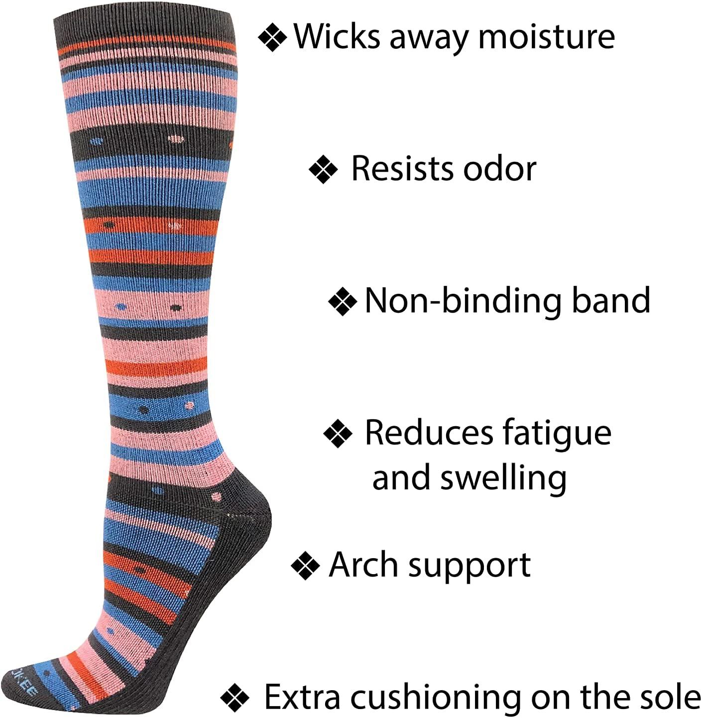 imageCherokee Unisex Knee High Compression Socks 1520 mmHg Arch Support MoistureWicking 1 Pair LXSUPPORTCelestial Space
