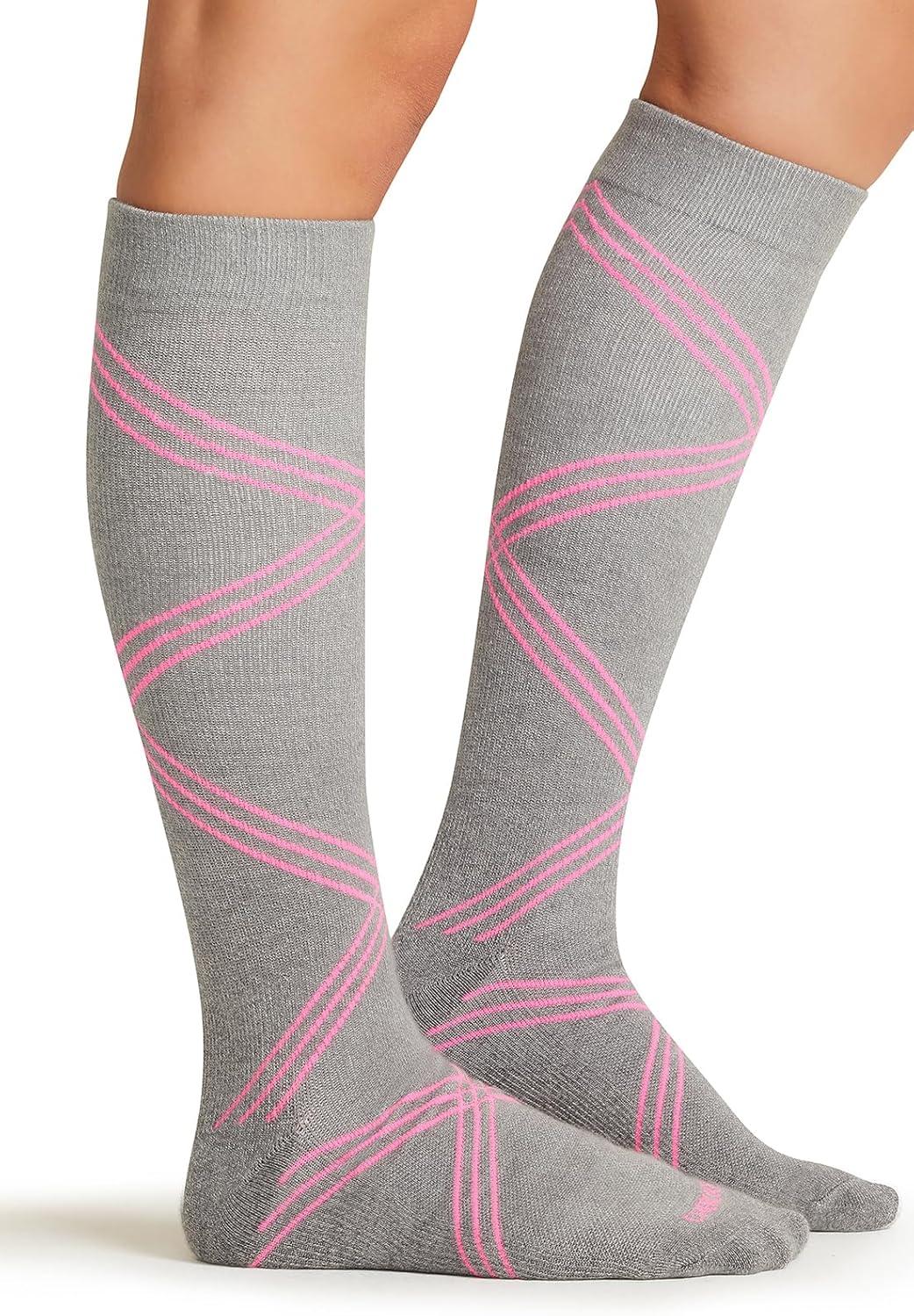 imageCherokee Unisex Knee High Compression Socks 1520 mmHg Arch Support MoistureWicking 1 Pair LXSUPPORTTwisted Shocking Pink