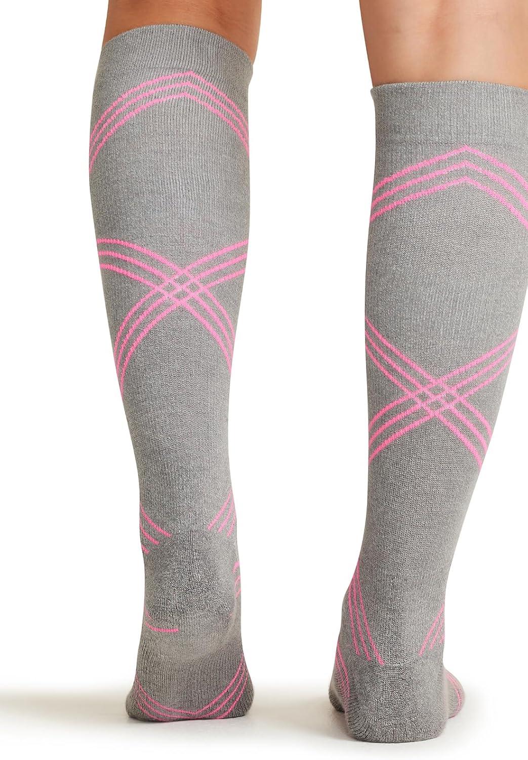 imageCherokee Unisex Knee High Compression Socks 1520 mmHg Arch Support MoistureWicking 1 Pair LXSUPPORTTwisted Shocking Pink