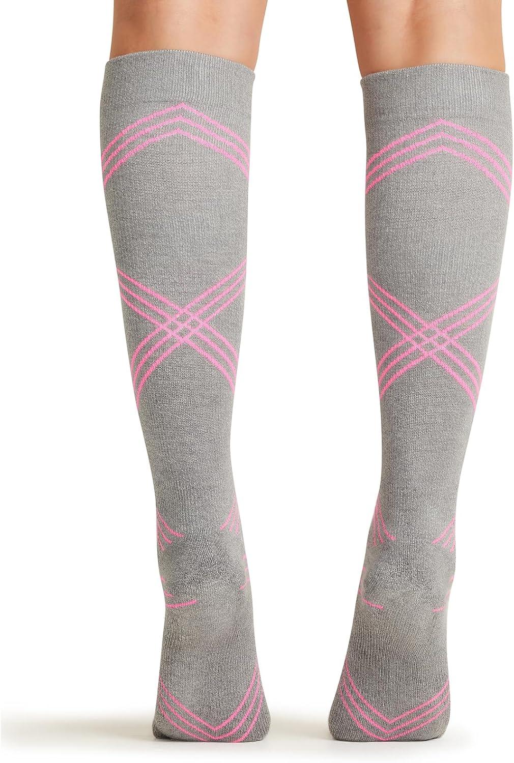 imageCherokee Unisex Knee High Compression Socks 1520 mmHg Arch Support MoistureWicking 1 Pair LXSUPPORTTwisted Shocking Pink