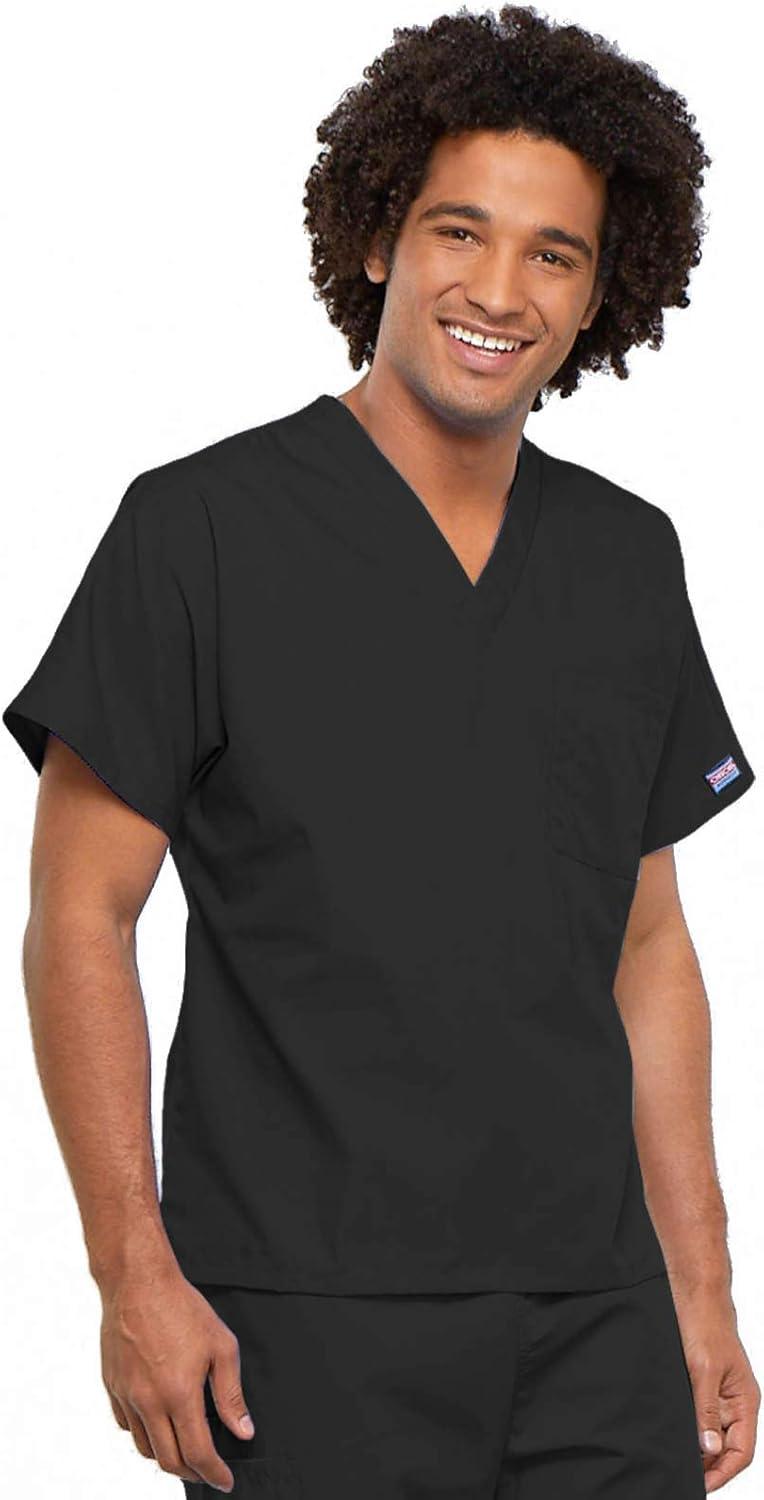imageCherokee Unisex Scrub Set for Men amp Women VNeck Top amp Drawstring Cargo Pant Easy Care amp Fade Resistant CK00044CBlack