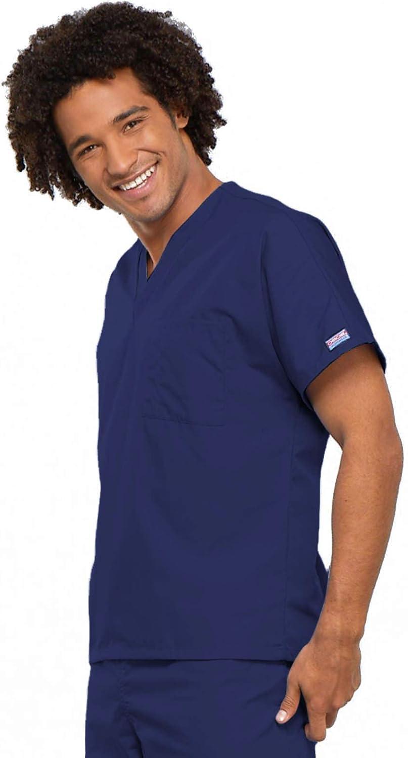 imageCherokee Unisex Scrub Set for Men amp Women VNeck Top amp Drawstring Cargo Pant Easy Care amp Fade Resistant CK00044CNavy