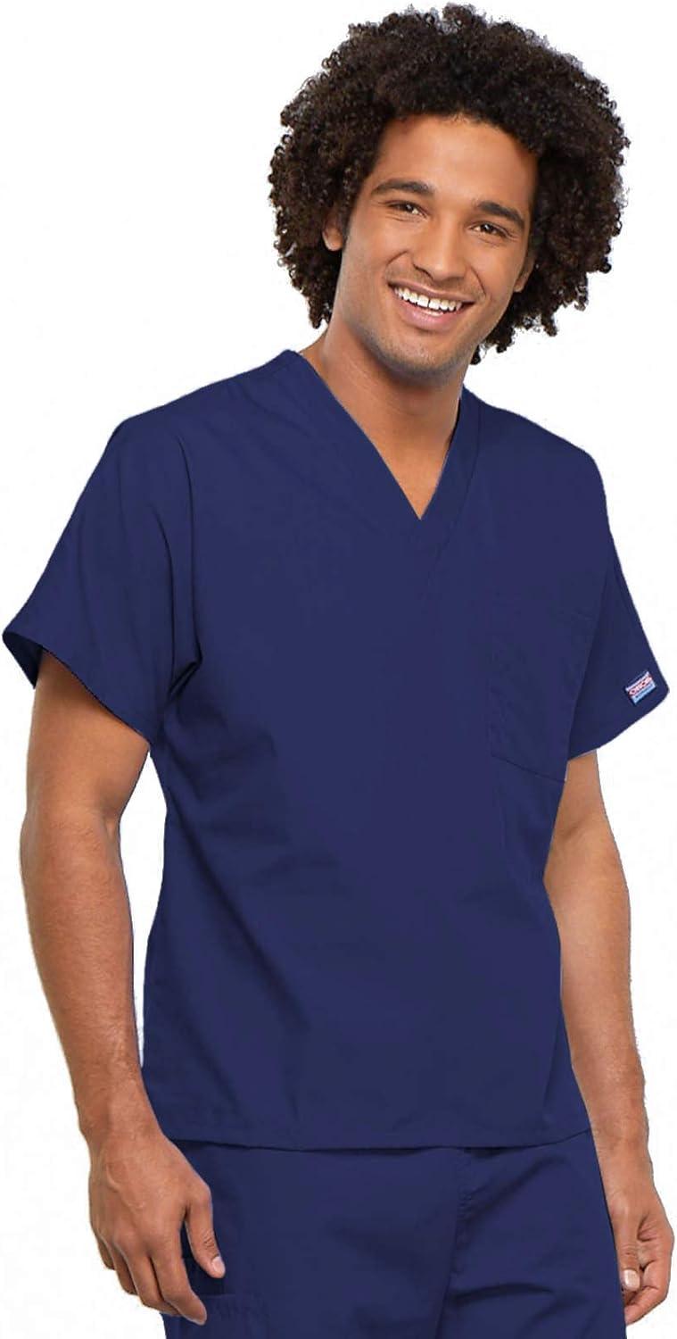 imageCherokee Unisex Scrub Set for Men amp Women VNeck Top amp Drawstring Cargo Pant Easy Care amp Fade Resistant CK00044CNavy