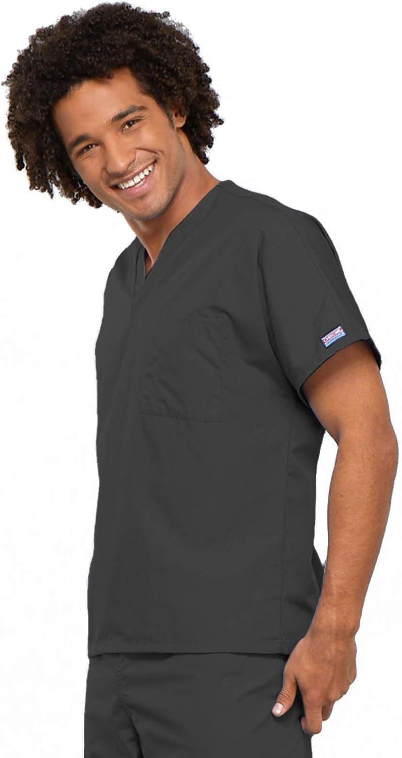 imageCherokee Unisex Scrub Set for Men amp Women VNeck Top amp Drawstring Cargo Pant Easy Care amp Fade Resistant CK00044CPewter