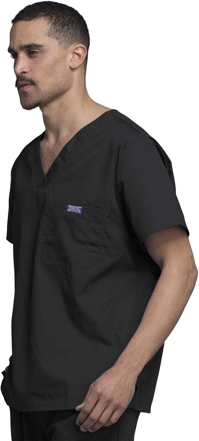 imageCherokee VNeck Mens Scrub Top with Chest Pocket Durable Fade Resistant and Easy CareBlack