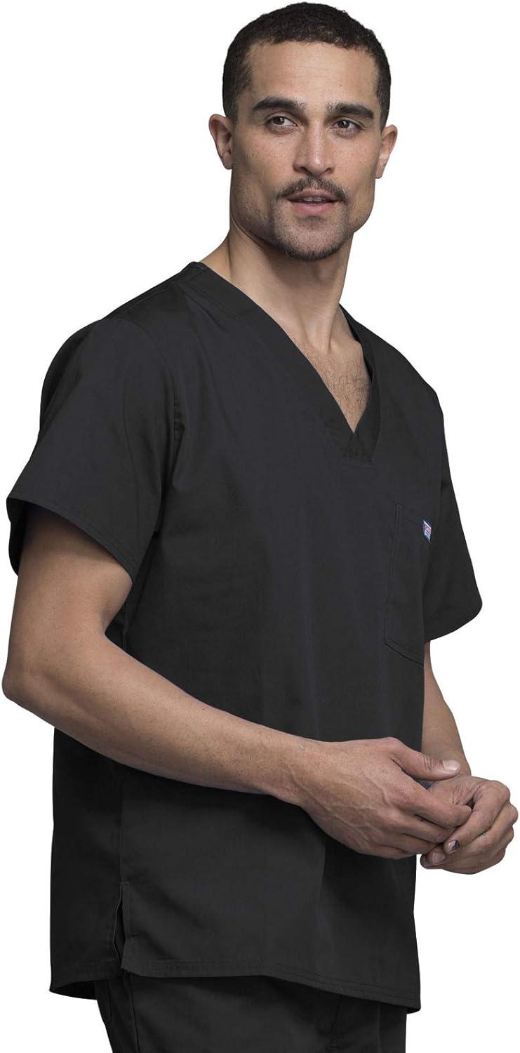 imageCherokee VNeck Mens Scrub Top with Chest Pocket Durable Fade Resistant and Easy CareBlack