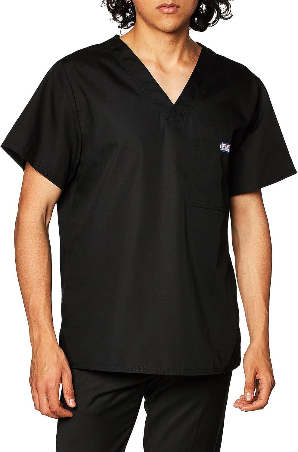 imageCherokee VNeck Mens Scrub Top with Chest Pocket Durable Fade Resistant and Easy CareBlack