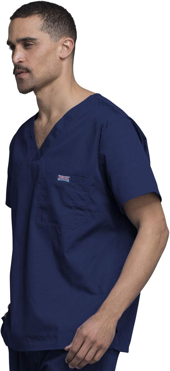 imageCherokee VNeck Mens Scrub Top with Chest Pocket Durable Fade Resistant and Easy CareNavy
