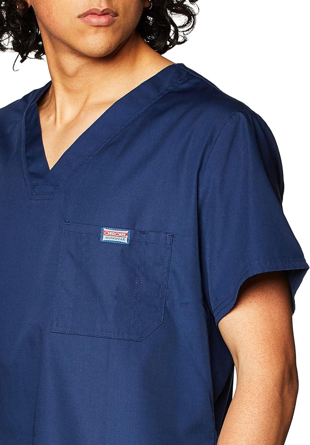 imageCherokee VNeck Mens Scrub Top with Chest Pocket Durable Fade Resistant and Easy CareNavy