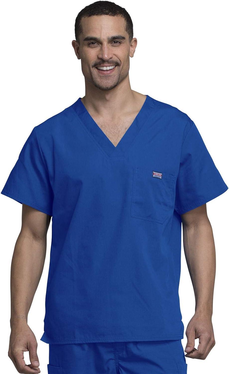 imageCherokee VNeck Mens Scrub Top with Chest Pocket Durable Fade Resistant and Easy CareRoyal
