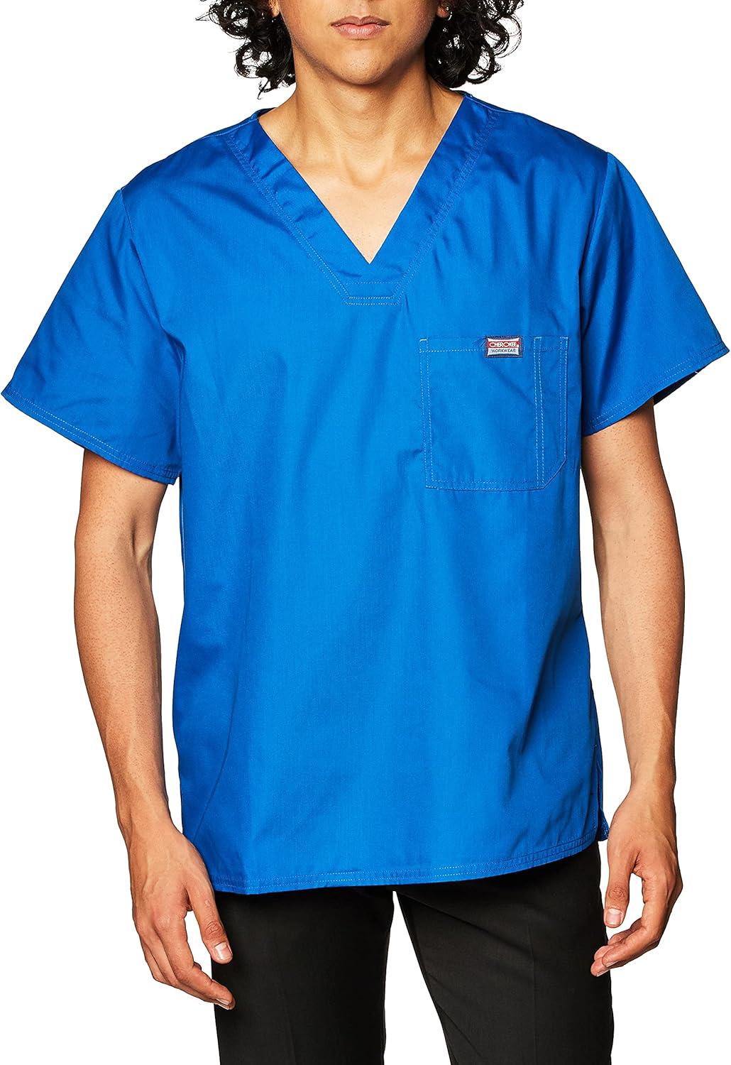 imageCherokee VNeck Mens Scrub Top with Chest Pocket Durable Fade Resistant and Easy CareRoyal