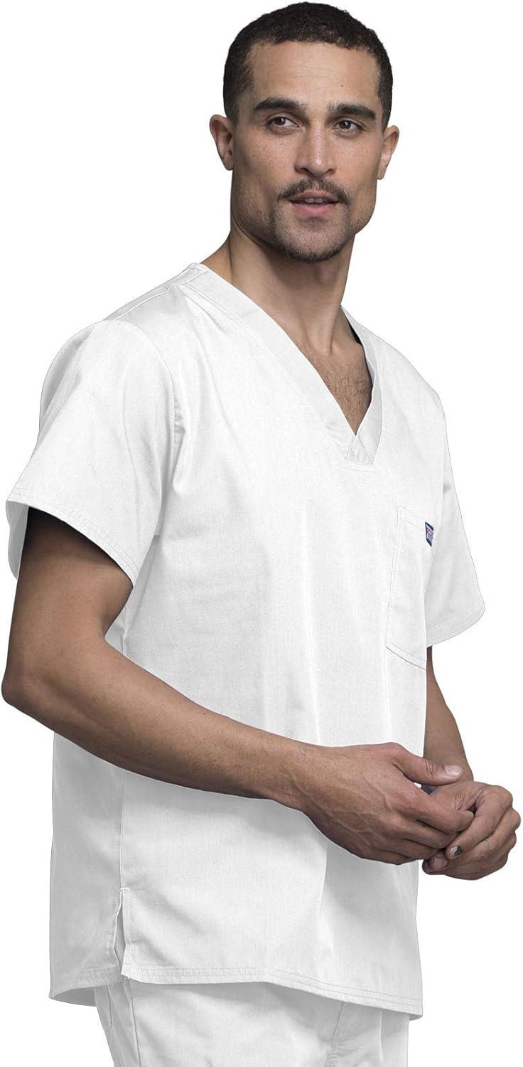 imageCherokee VNeck Mens Scrub Top with Chest Pocket Durable Fade Resistant and Easy CareWhite