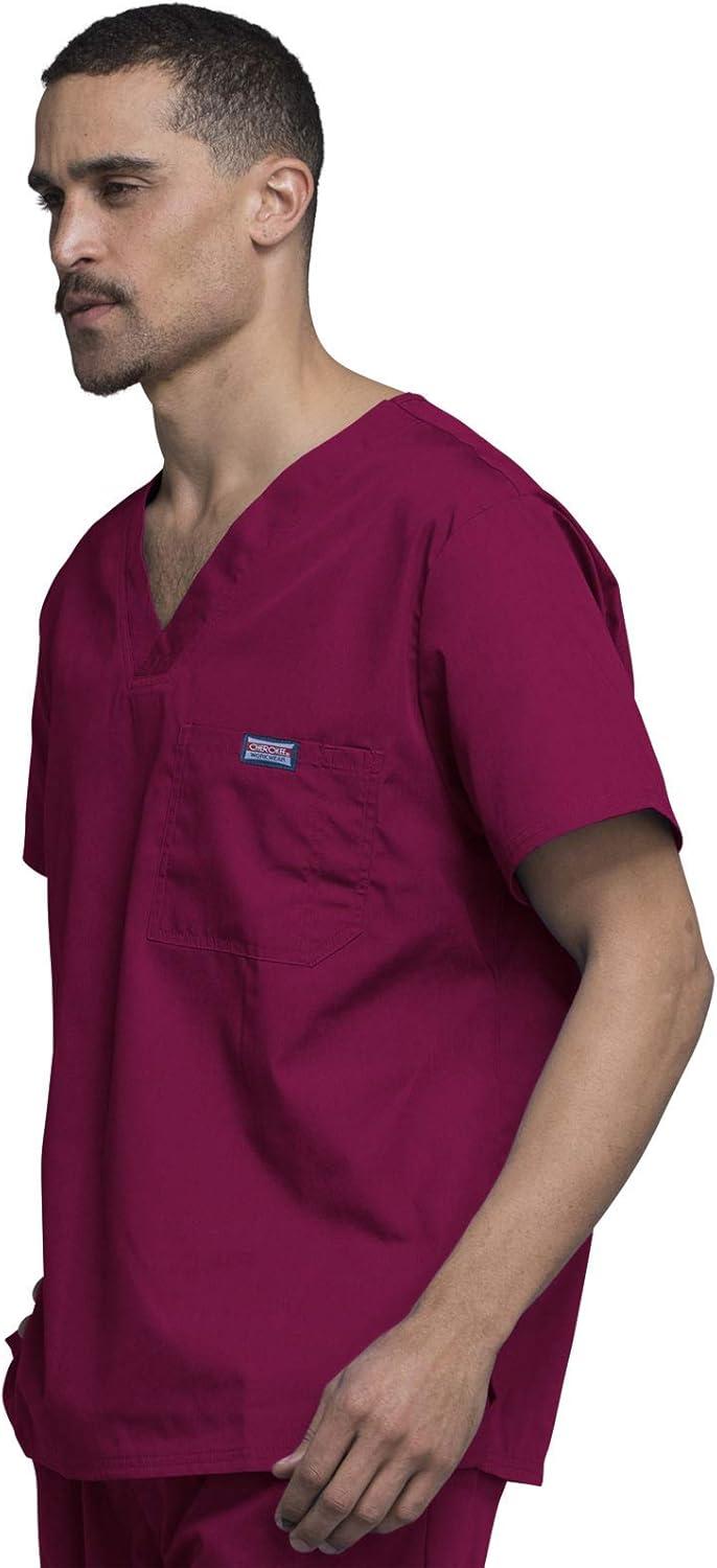 imageCherokee VNeck Mens Scrub Top with Chest Pocket Durable Fade Resistant and Easy CareWine