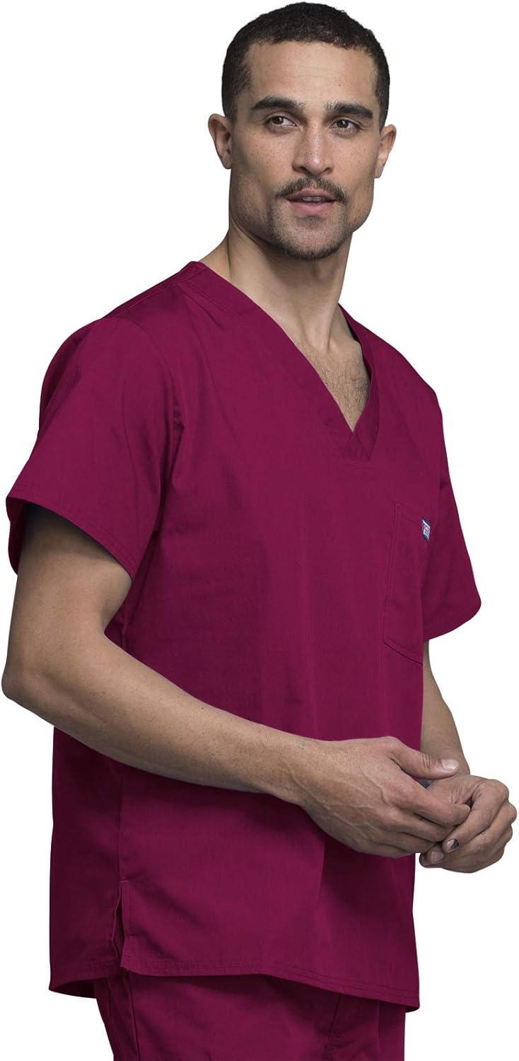 imageCherokee VNeck Mens Scrub Top with Chest Pocket Durable Fade Resistant and Easy CareWine