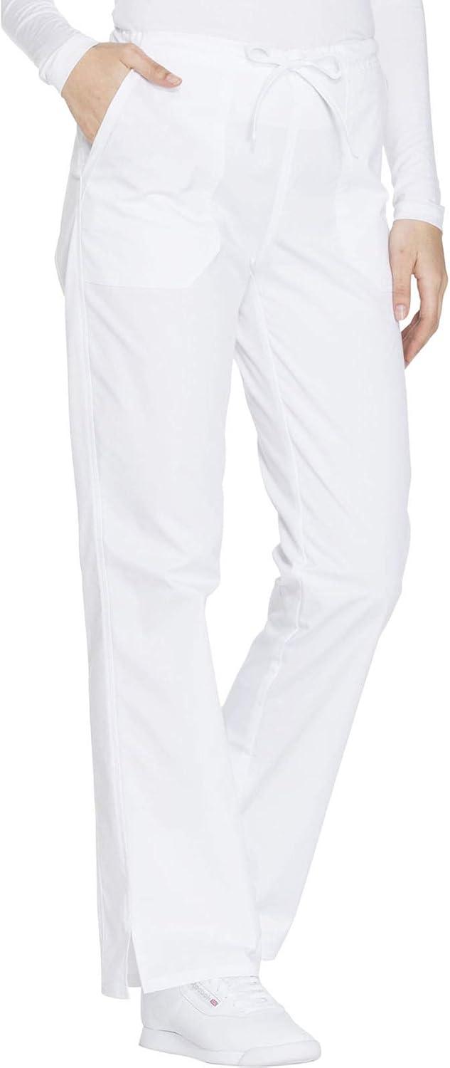 imageCherokee Women Scrubs Pant Workwear Core Stretch Mid Rise Straight Leg Drawstring WW130White