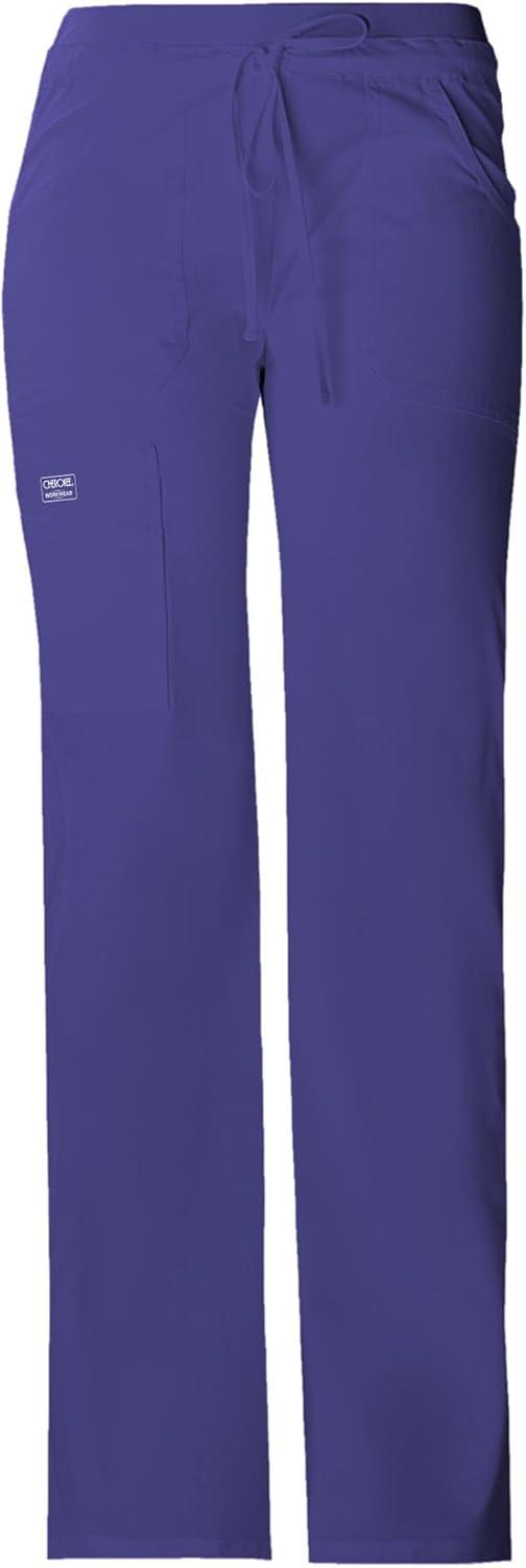 imageCherokee Women Scrubs Pants Low Rise Flare Leg Bottoms Adjustable Drawstring with 6 Pockets 24001Grape