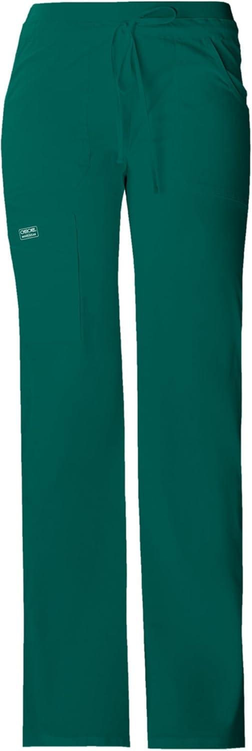imageCherokee Women Scrubs Pants Low Rise Flare Leg Bottoms Adjustable Drawstring with 6 Pockets 24001Hunter