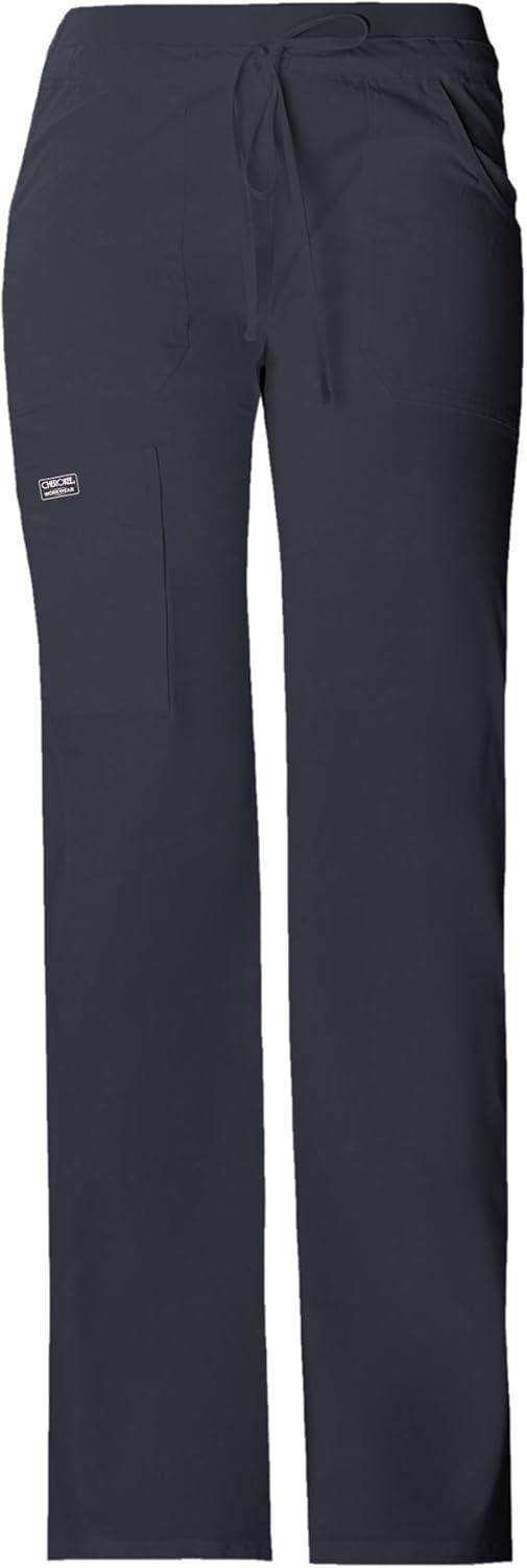 imageCherokee Women Scrubs Pants Low Rise Flare Leg Bottoms Adjustable Drawstring with 6 Pockets 24001Pewter