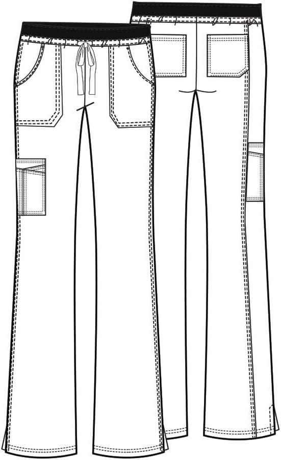 imageCherokee Women Scrubs Pants Low Rise Flare Leg Bottoms Adjustable Drawstring with 6 Pockets 24001Royal