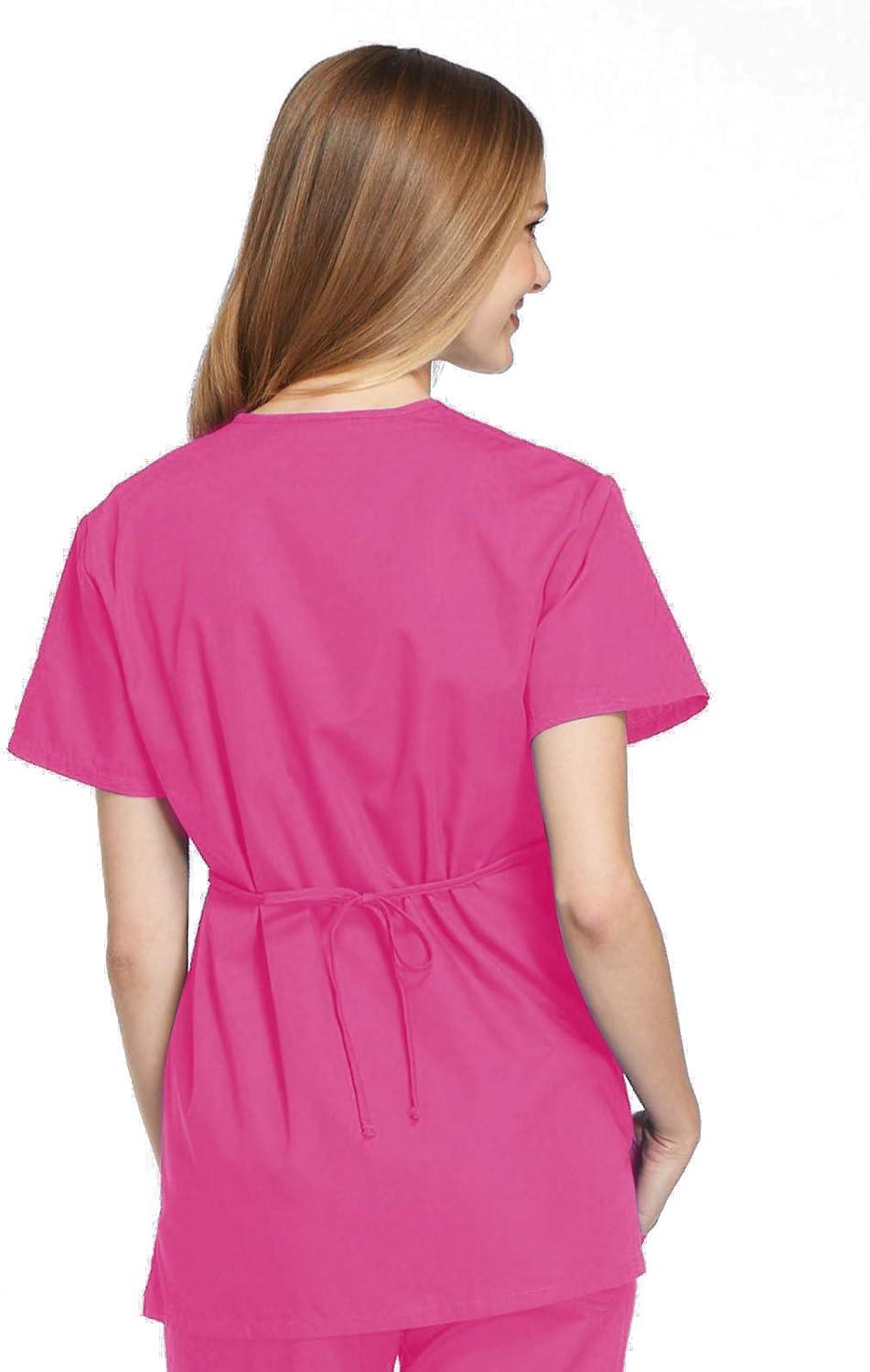 imageCherokee Women Scrubs Top Workwear Originals Mock Wrap Tunic 4801Shocking Pink