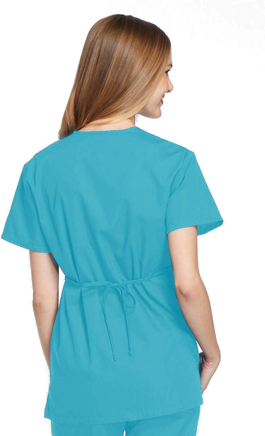 imageCherokee Women Scrubs Top Workwear Originals Mock Wrap Tunic 4801Turquoise