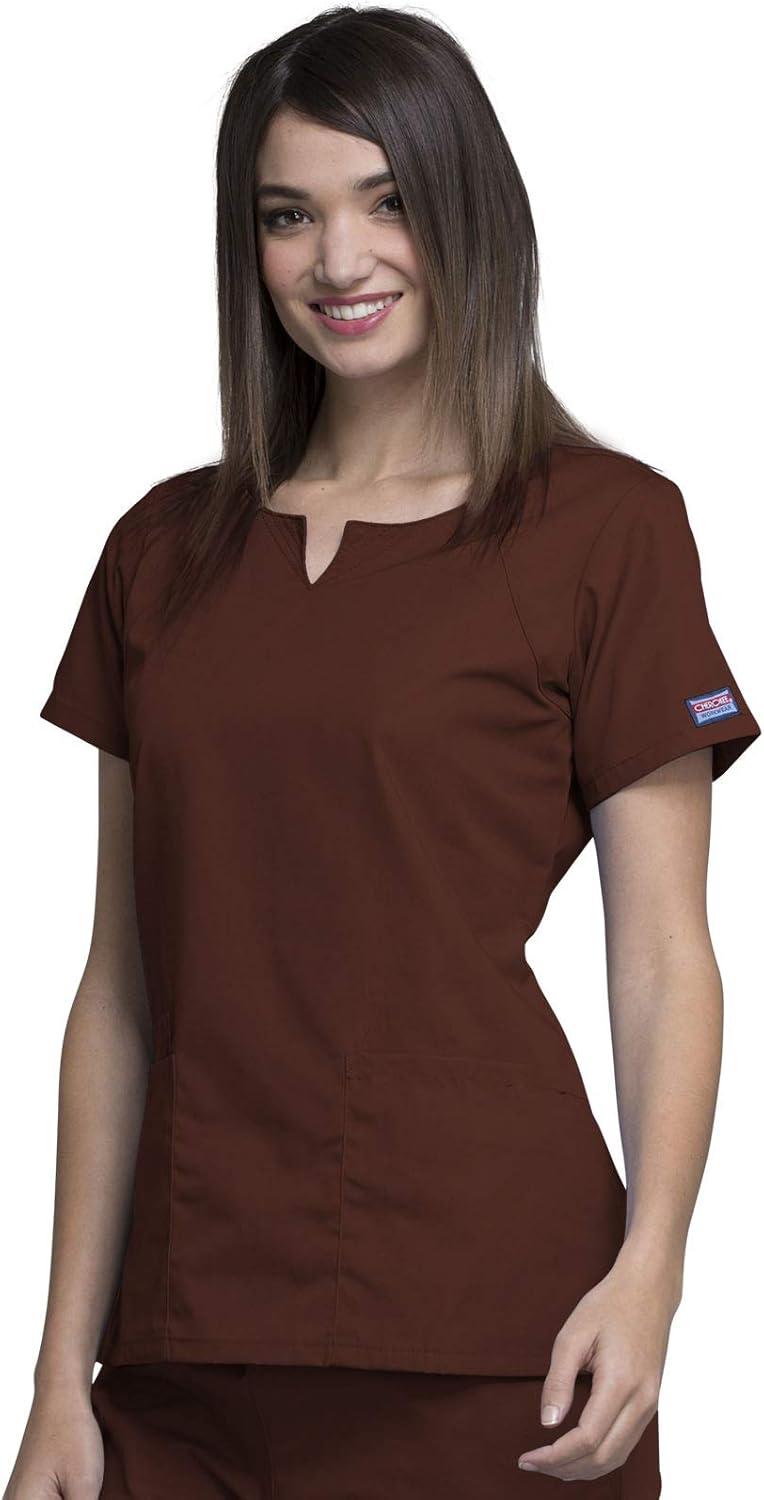 imageCherokee Women Scrubs Top Workwear Originals Round Neck 4824Chocolate