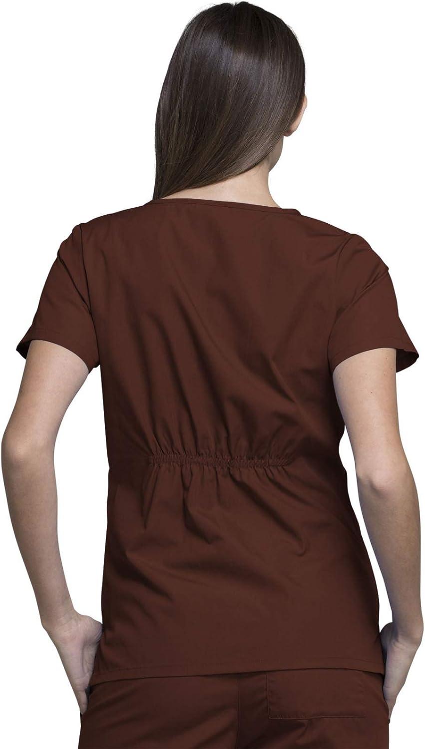 imageCherokee Women Scrubs Top Workwear Originals Round Neck 4824Chocolate