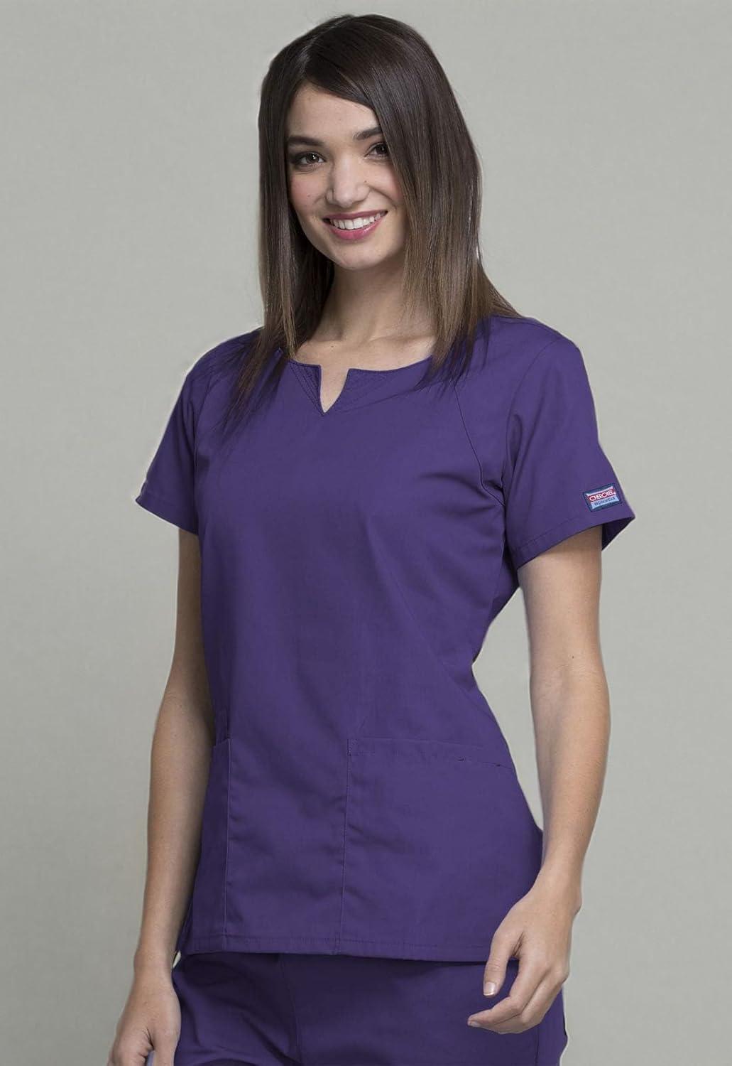 imageCherokee Women Scrubs Top Workwear Originals Round Neck 4824Grape
