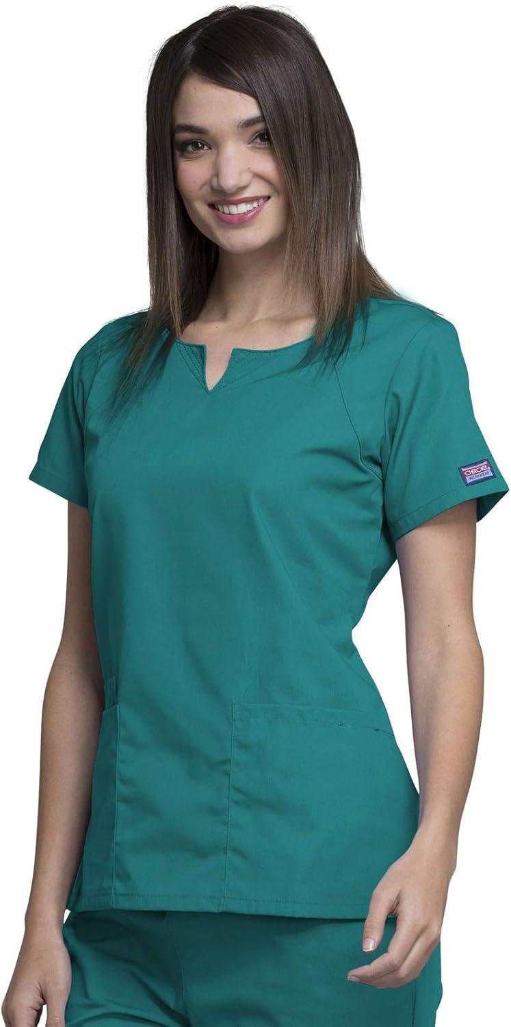 imageCherokee Women Scrubs Top Workwear Originals Round Neck 4824Teal Blue